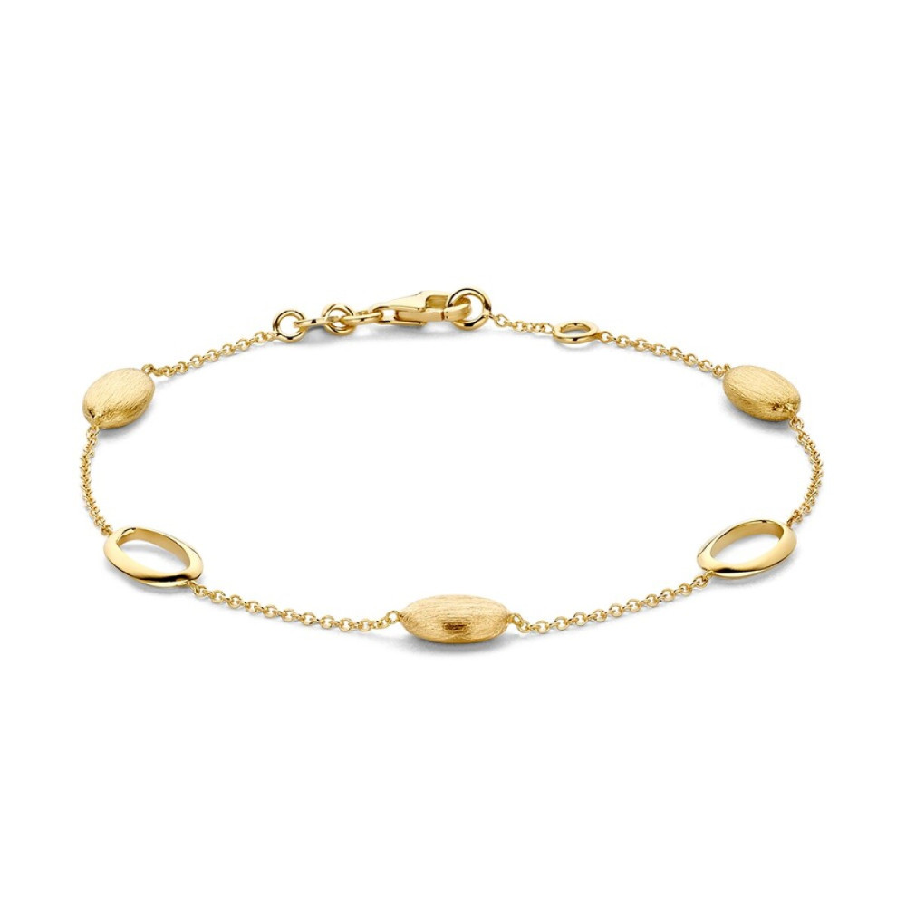 ovale-armband-goud-glanzend-en-mat-14-karaat-lengte-19-cm