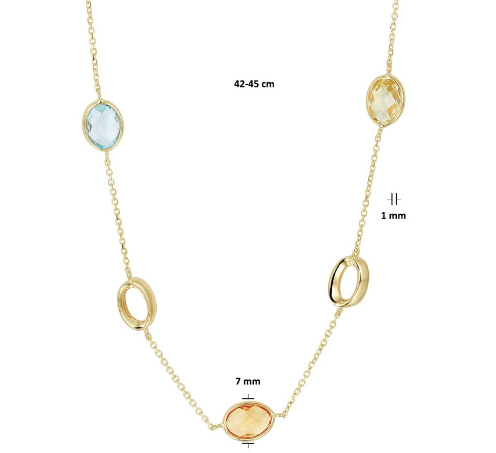 ovale-edelsteencollier-met-rozekwarts-amethist-en-topaas-14-karaat-goud-lengte-verstelbaar-42-45-cm