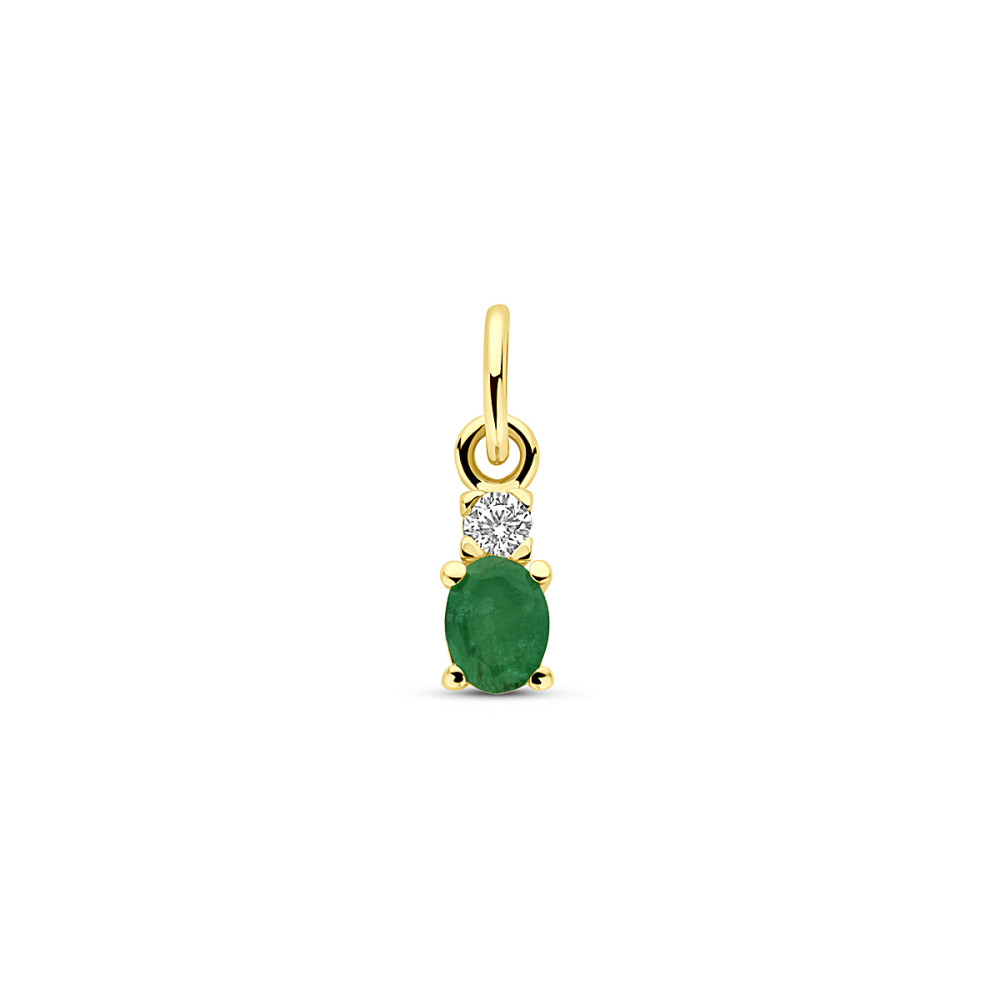ovale-hanger-14-karaat-goud-groene-smaragd-en-ronde-zirkonia-3-mm-breed-x-12-mm-hoog