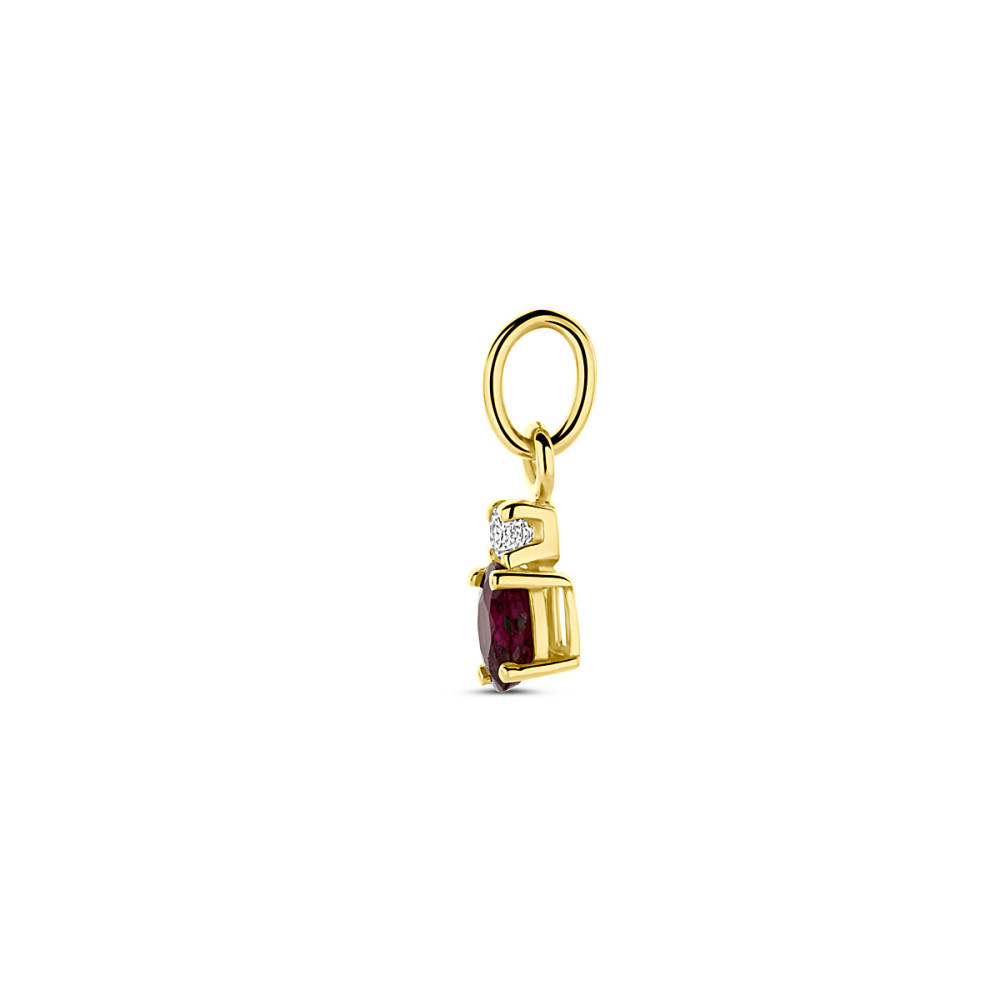 ovale-hanger-14-karaat-met-rode-robijn-en-transparante-zirkonia-12-mm-hoog