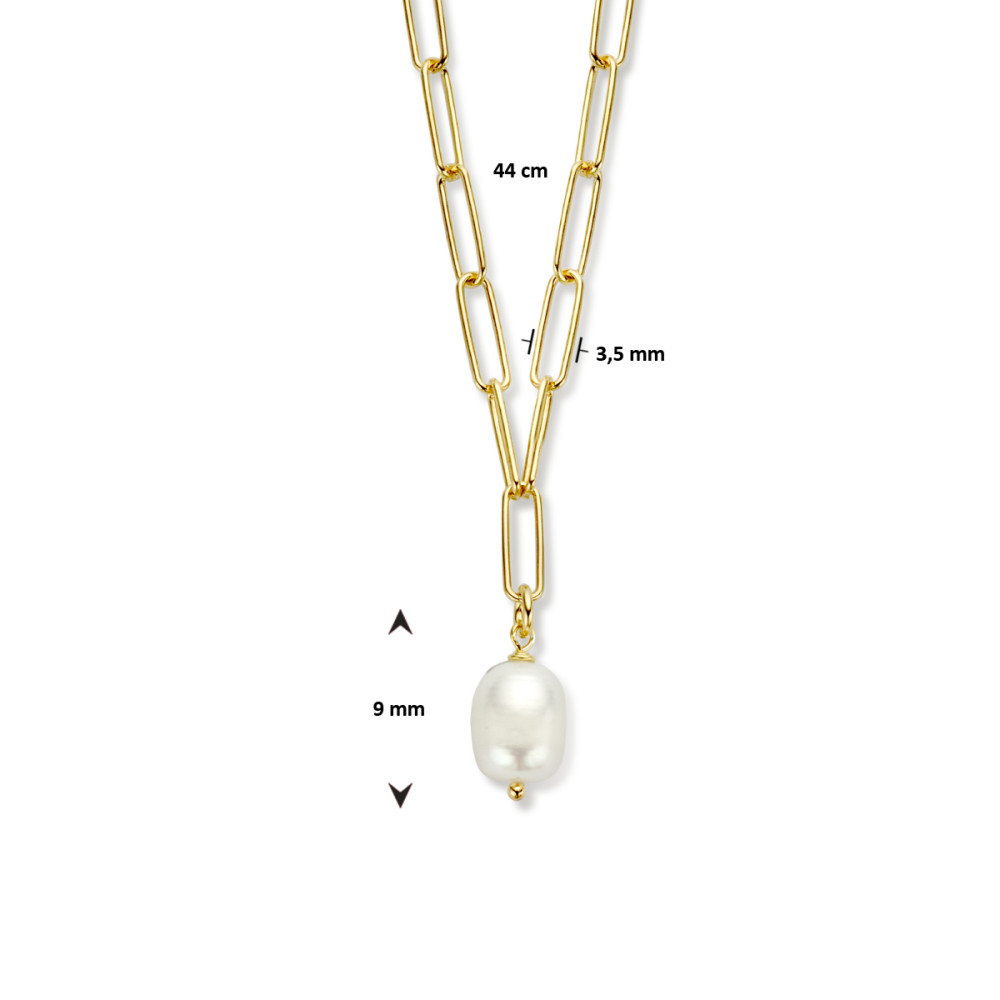 ovale-ketting-3-5-mm-met-zoetwaterparel-gold-plated-paperclip-lengte-44-cm