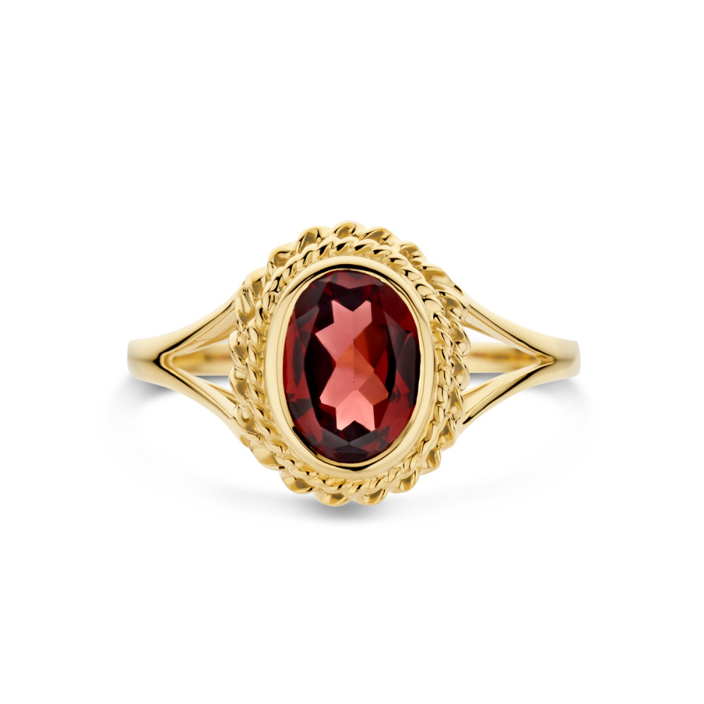 ovale-rode-ring-granaat-14-karaat-goud-en-bewerkte-rand11-5-mm-breedte
