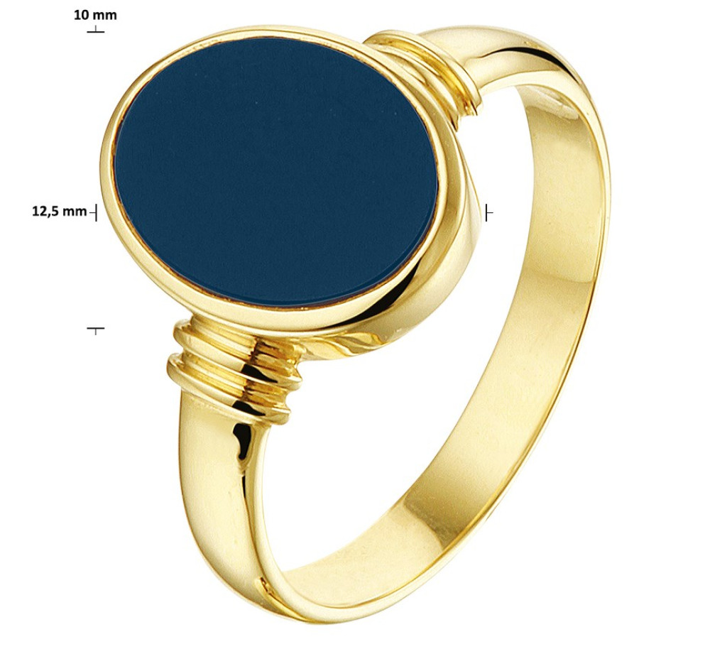 ovale-zegelring-van-14-karaat-goud-met-donkerblauwe-lagensteen-voor-dames
