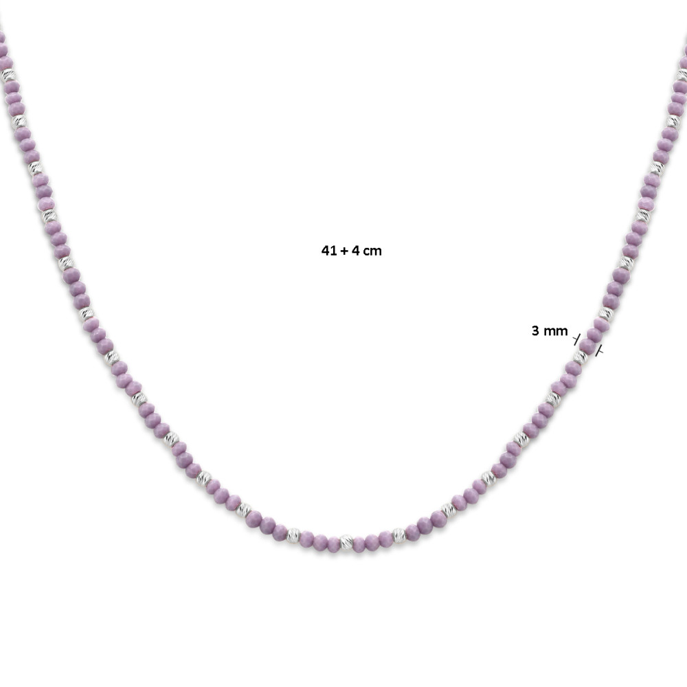 paarse-ketting-925-zilver-en-glas-3-mm-breedte-lengte-41-45-cm