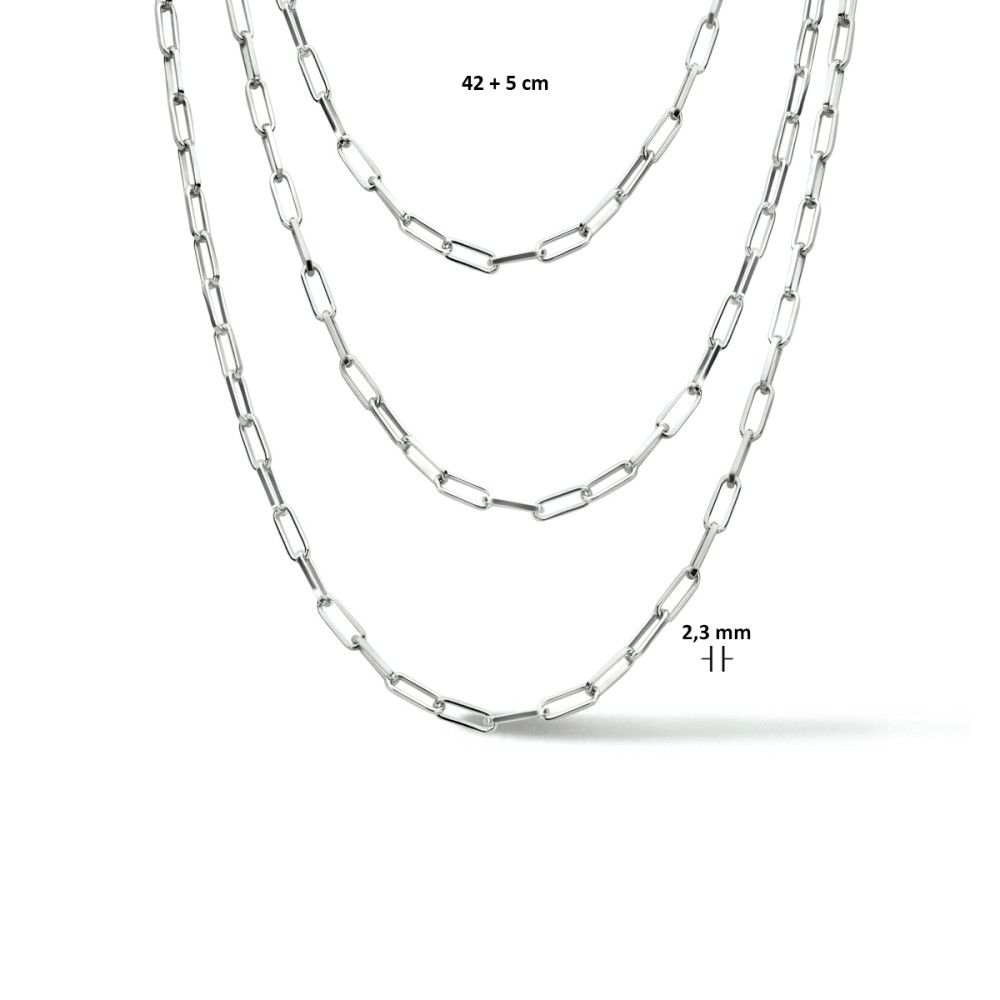 paperclip-2-3-mm-schakelcollier-zilver-lengte-verstelbaar-42-45-cm