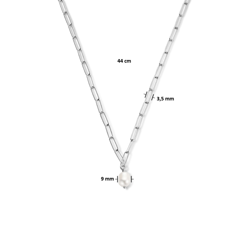 paperclip-3-5-mm-collier-met-zoetwaterparel-zilver-gerhodineerd-lengte-44-cm