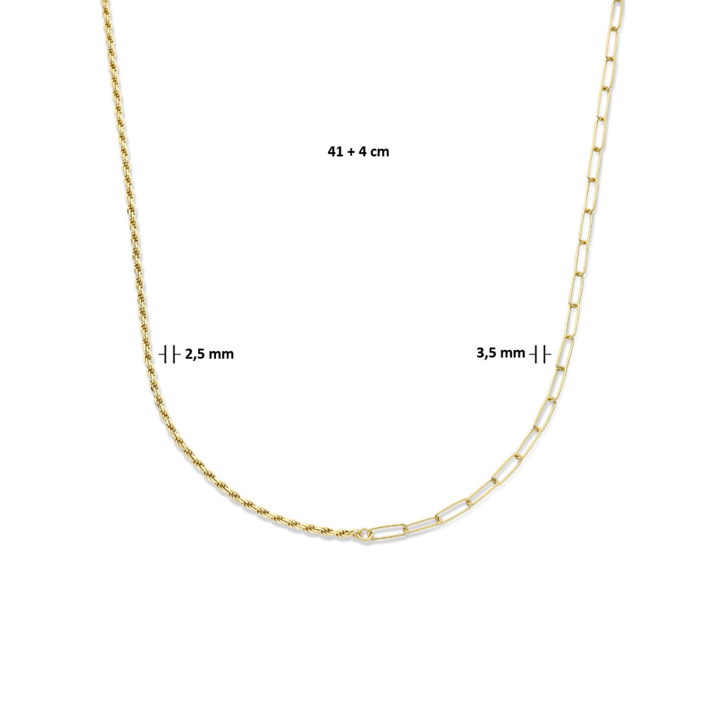 paperclip-3-5-mm-schakelcollier-goud-op-zilver-lengte-verstelbaar-41-45-cm