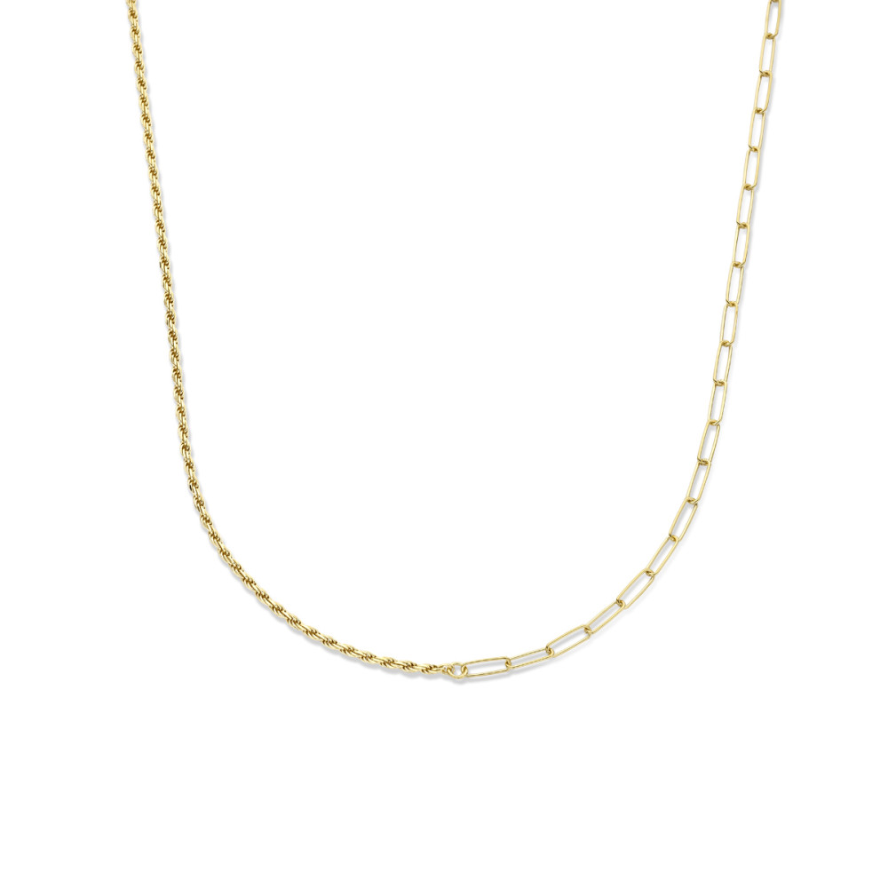 paperclip-3-5-mm-schakelcollier-goud-op-zilver-lengte-verstelbaar-41-45-cm