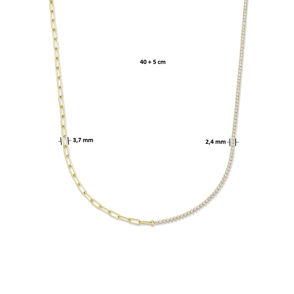 paperclip-3-7-mm-schakelcollier-goud-op-zilver-met-glas-lengte-verstelbaar-41-45-cm