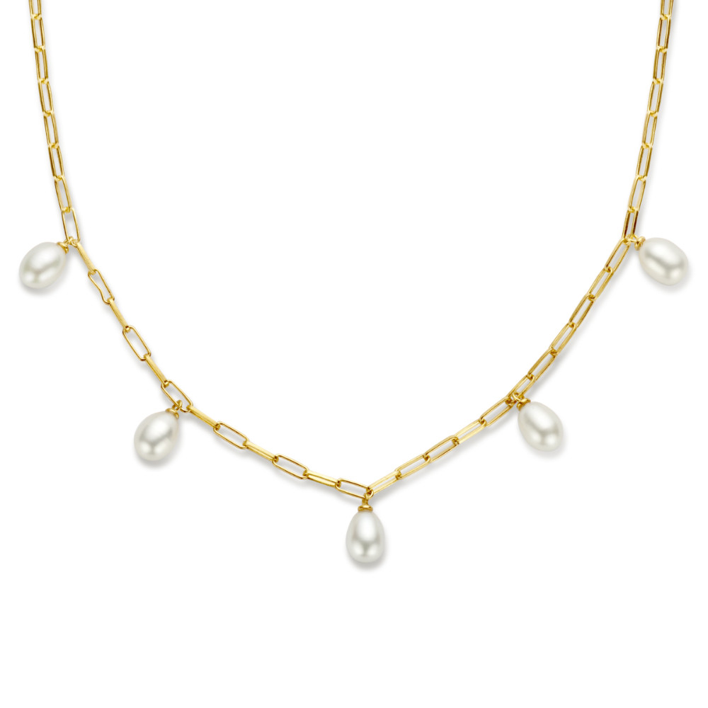 paperclip-parelcollier-2-3-mm-ketting-met-hanger-goud-op-zilver-lengte-verstelbaar-42-45-cm