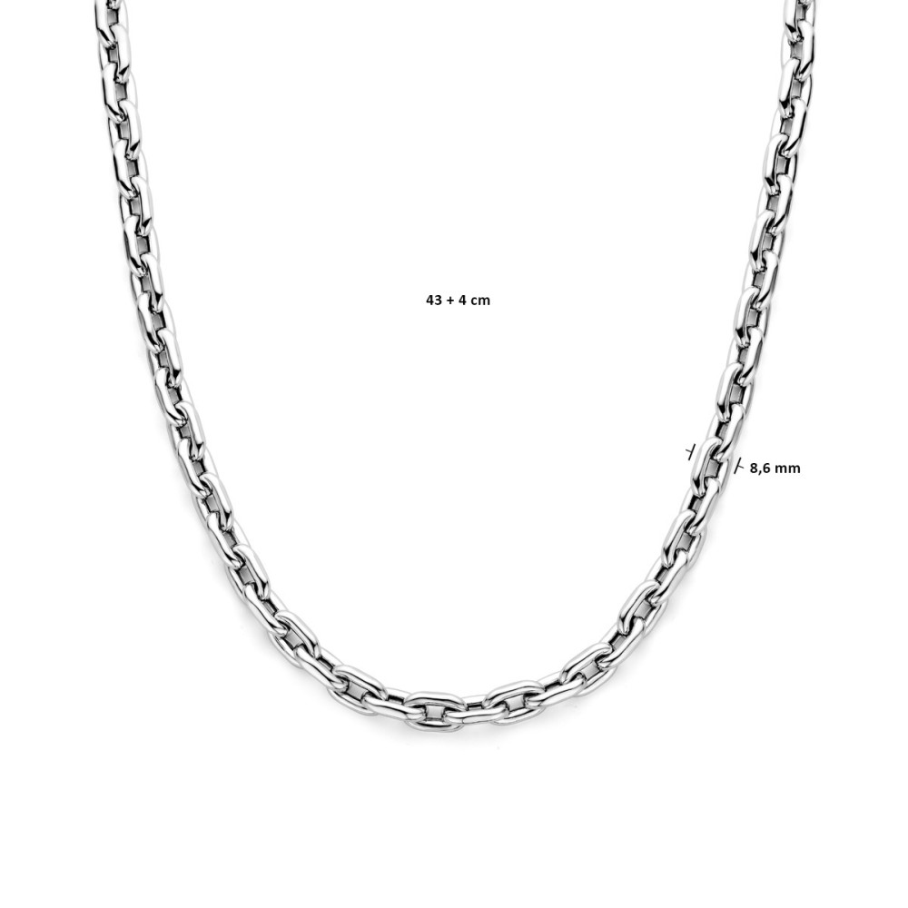 paperclip-schakelketting-8-6-mm-zilveren-collier-gerhodineerd-lengte-verstelbaar-43-47-cm
