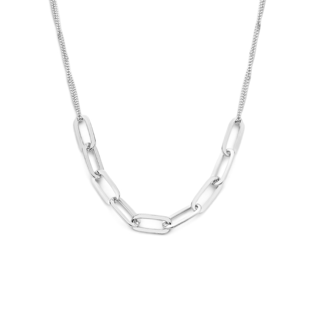 paperclipcollier-7-mm-schakelcollier-zonder-hanger-zilver-gerhodineerd-lengte-verstelbaar-40-44-cm