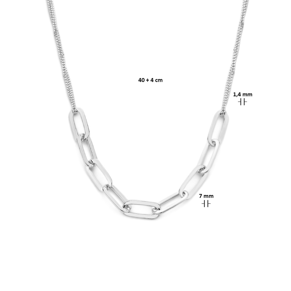paperclipcollier-7-mm-schakelcollier-zonder-hanger-zilver-gerhodineerd-lengte-verstelbaar-40-44-cm