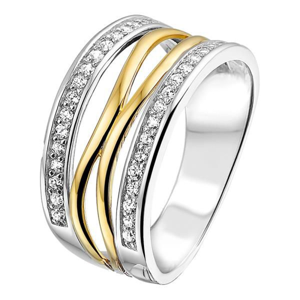 pave-crossover-ring-van-14-karaat-goud-en-zilver-met-transparante-zirkonia