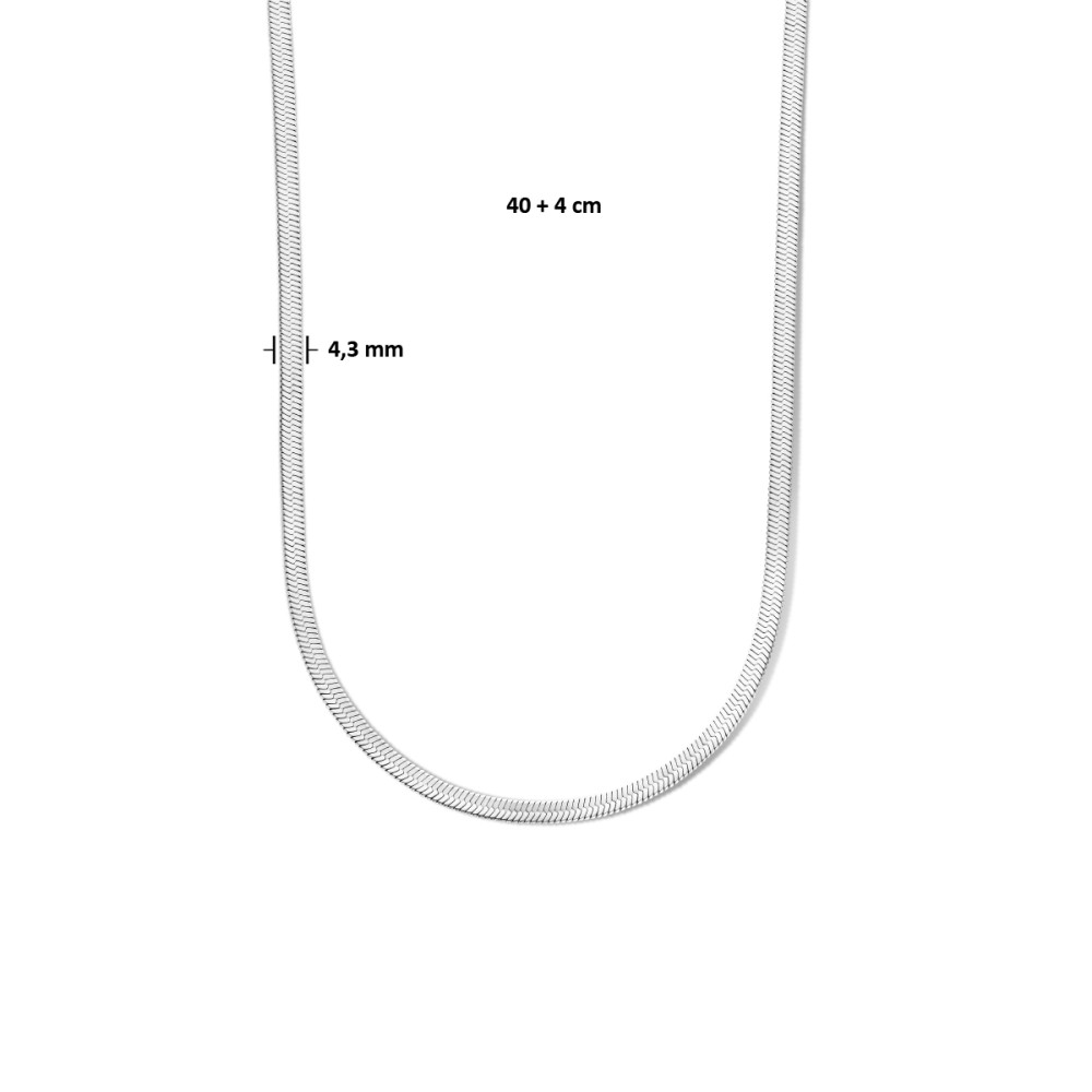 platte-omega-schakelcollier-4-3-mm-zilveren-collier-gerhodineerd-lengte-verstelbaar-40-44-cm