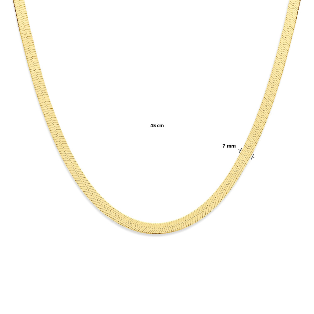 platte-slangschakel-7-mm-ketting-zonder-hanger-gold-plated-lengte-43-cm