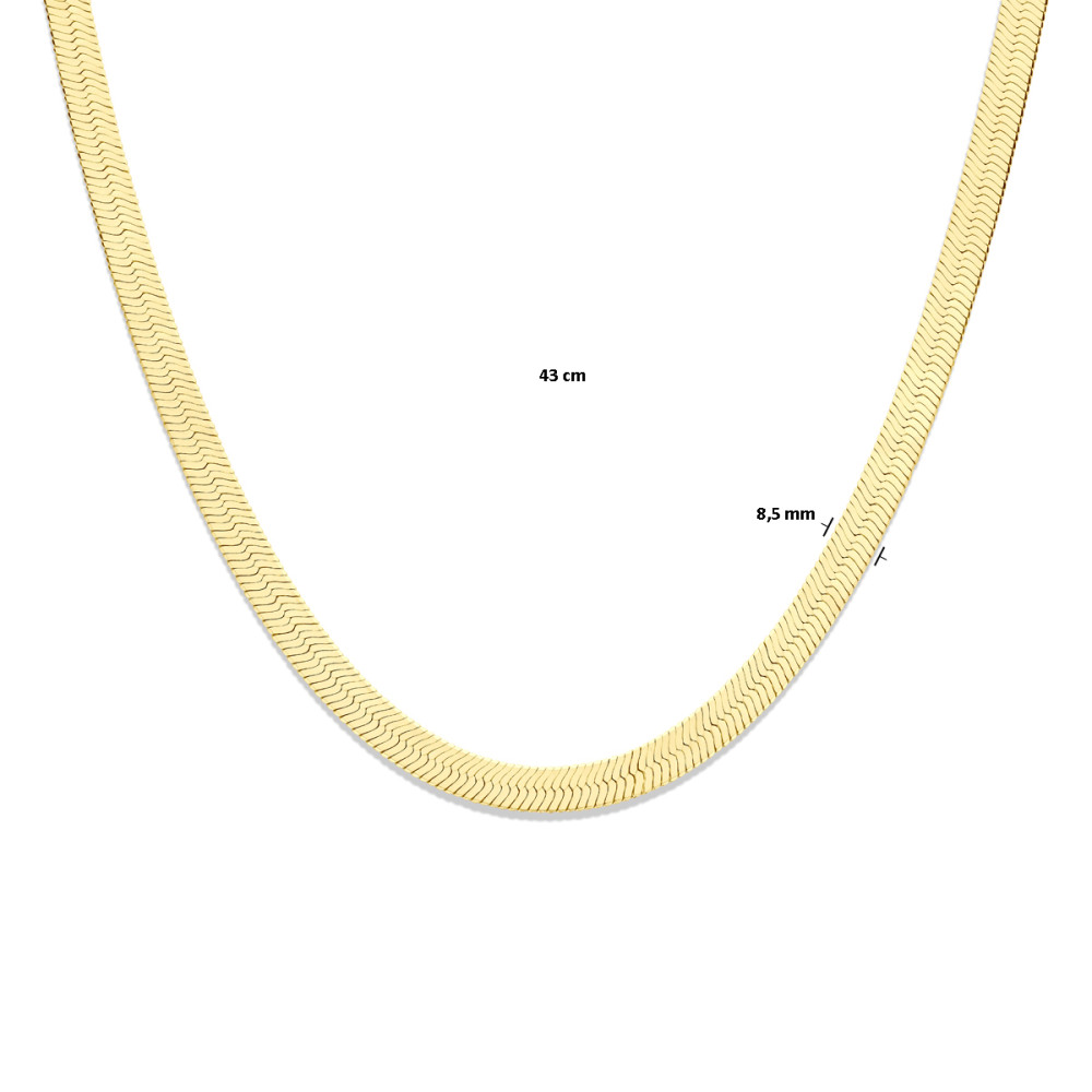 platte-slangschakel-8-5-mm-ketting-zonder-hanger-gold-plated-lengte-43-cm