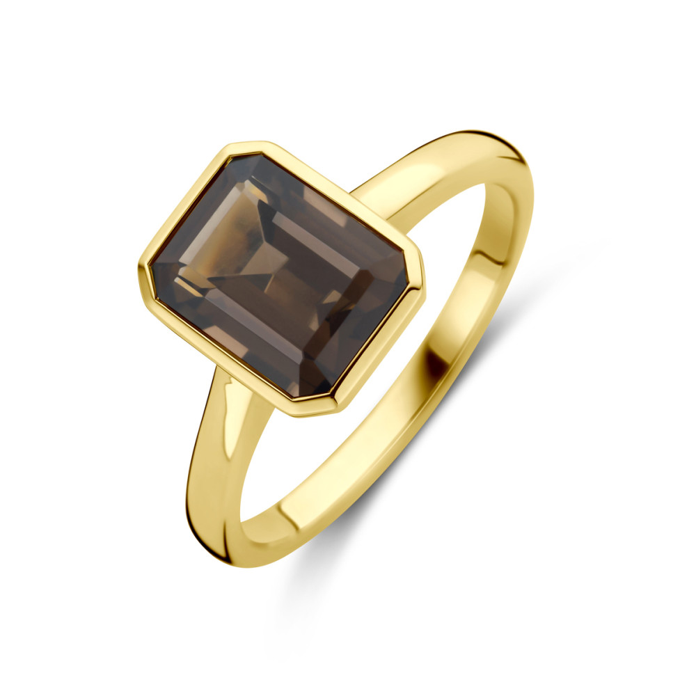 rechthoekige-ring-14-karaat-goud-en-bruine-rookkwarts-10-mm-breedte