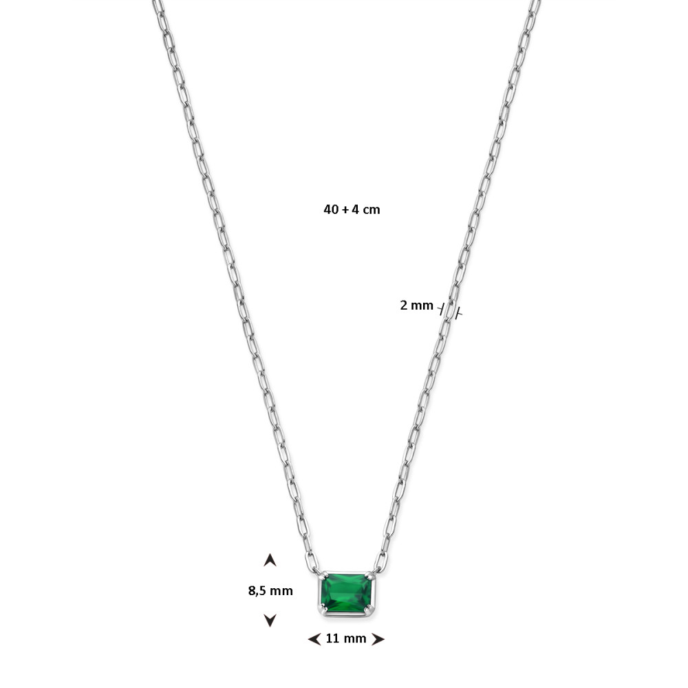 rechthoekige-zilveren-ketting-met-groene-zirkonia-lengte-verstelbaar-40-44-cm