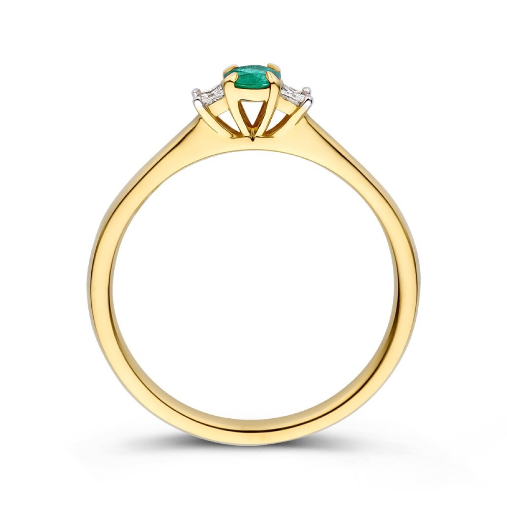 ring-groen-smaragd-0-18-crt-transparante-diamant-0-07-crt-14-karaat-goud-glanzend-3-2-mm-breedte
