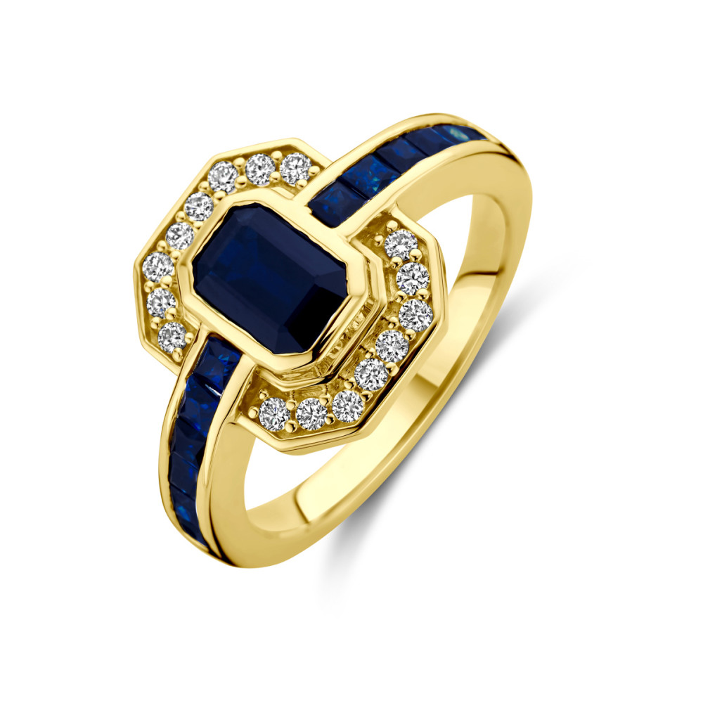 ring-van-14-karaat-goud-met-diepblauwe-saffier-en-0-20-crt-diamant-13-5-mm-breedte