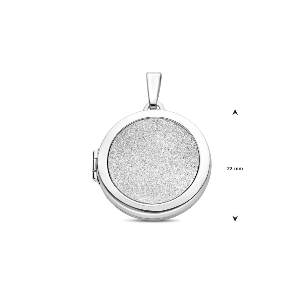 rond-zilveren-medaillon-met-glanzende-en-matte-glitter-afwerking-diameter-22-mm