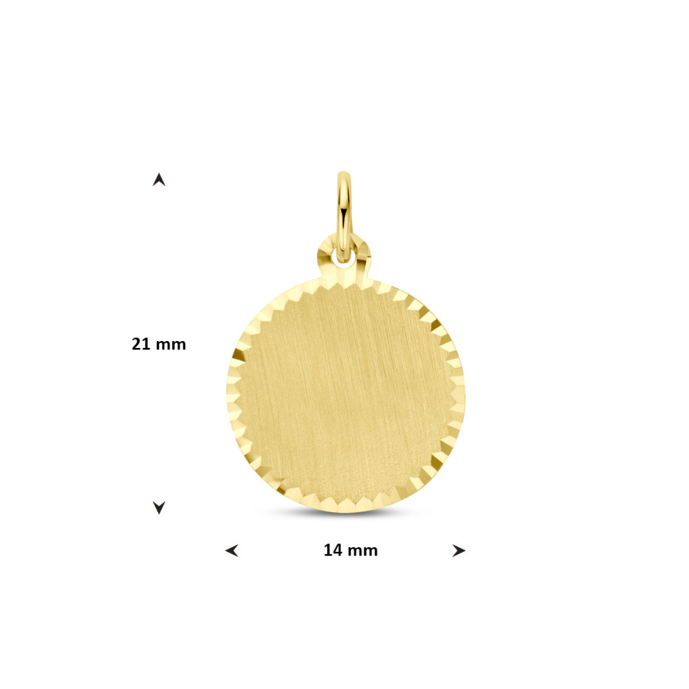 ronde-graveerhanger-14-karaat-goud-matte-afwerking-21-mm-hoog