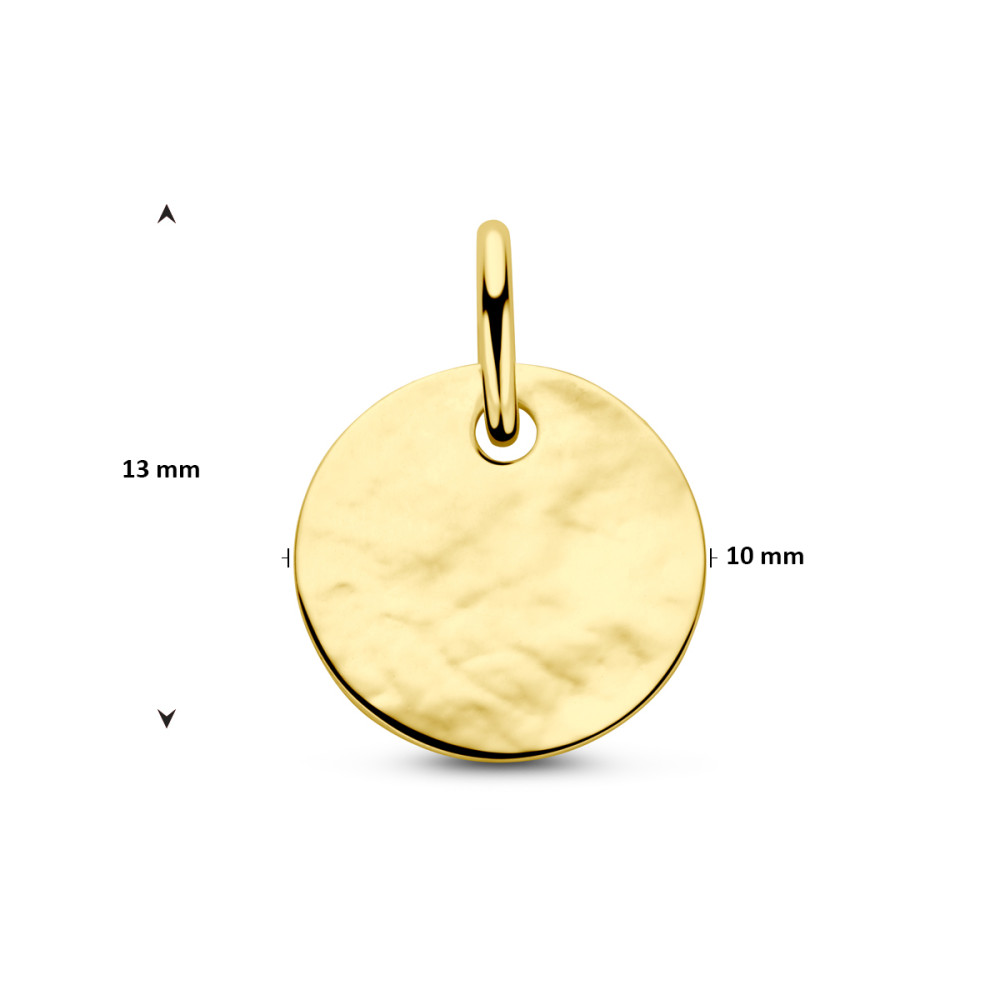 ronde-graveerhanger-gehamerd-14-karaat-goud-13-mm-hoog