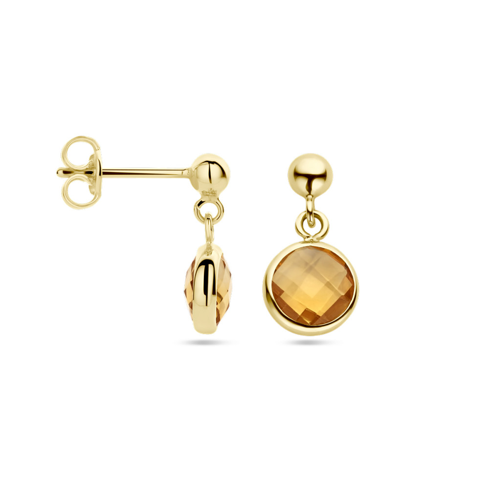 ronde-oorhangers-met-citrien-in-14-karaat-goud/hoogte-13-mm