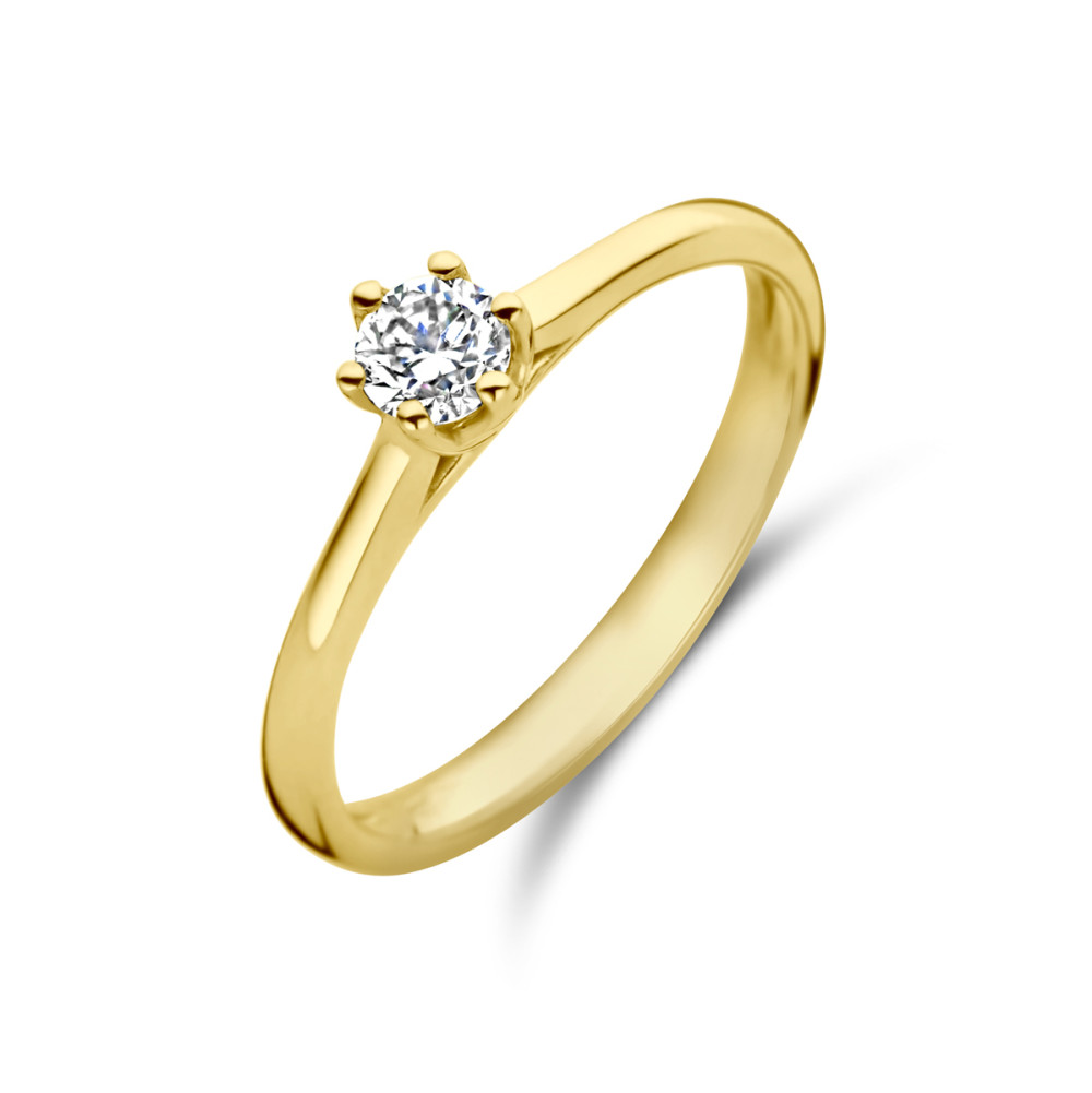 ronde-solitair-ring-van-14-karaat-geelgoud-met-centrale-diamant-van-0-20-crt-in-klauwzetting