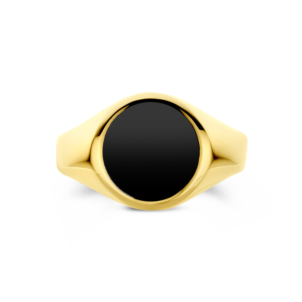 ronde-zegelring-14-karaat-goud-zwarte-onyx-glanzend-11-mm-breedte