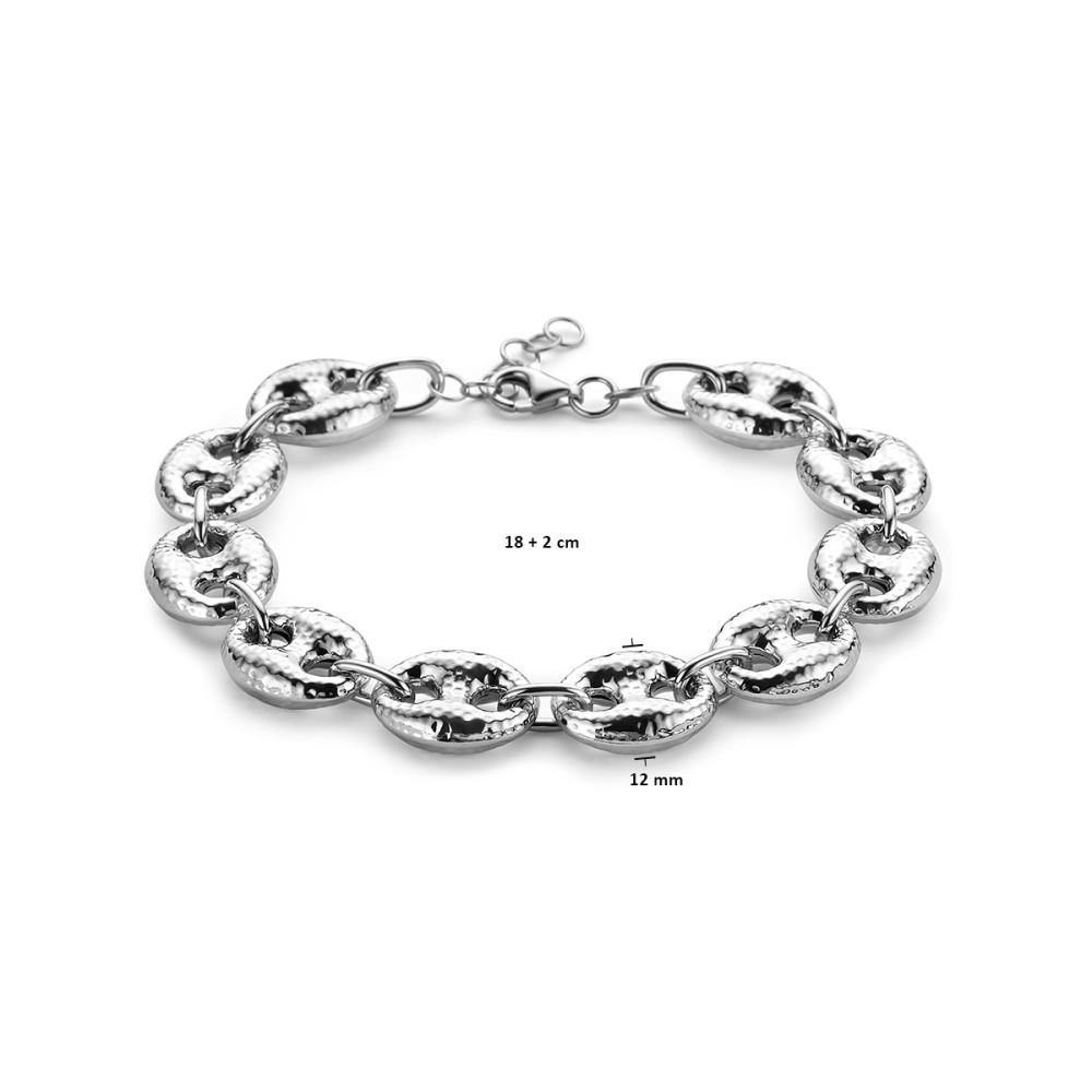 schakelarmband-koffieboon-925-zilver-gerhodineerd-gehamerd-12-mm-breedte-lengte-18-20-cm