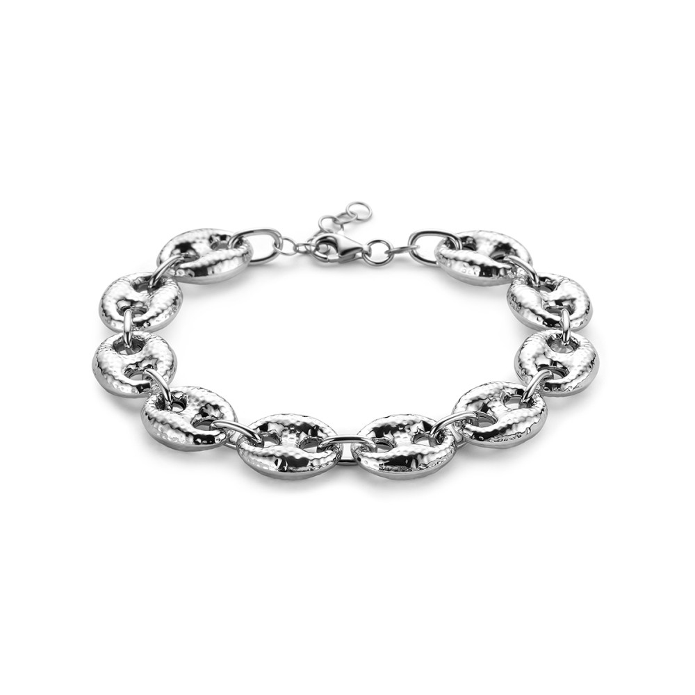 schakelarmband-koffieboon-925-zilver-gerhodineerd-gehamerd-12-mm-breedte-lengte-18-20-cm