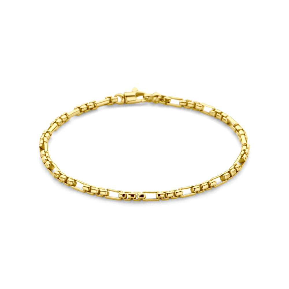 schakelarmband-zilgold-gouden-rechthoekige-schakels-glanzend-3-mm-breedte-lengte-19-cm