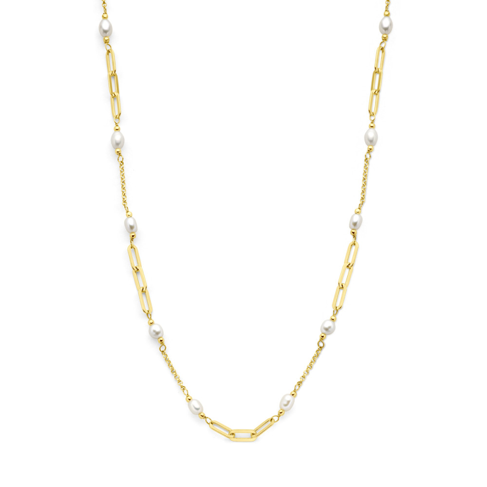 schakelcollier-4-mm-edelsteen-gold-plated-met-zoetwaterparel-lengte-verstelbaar-42-45-cm