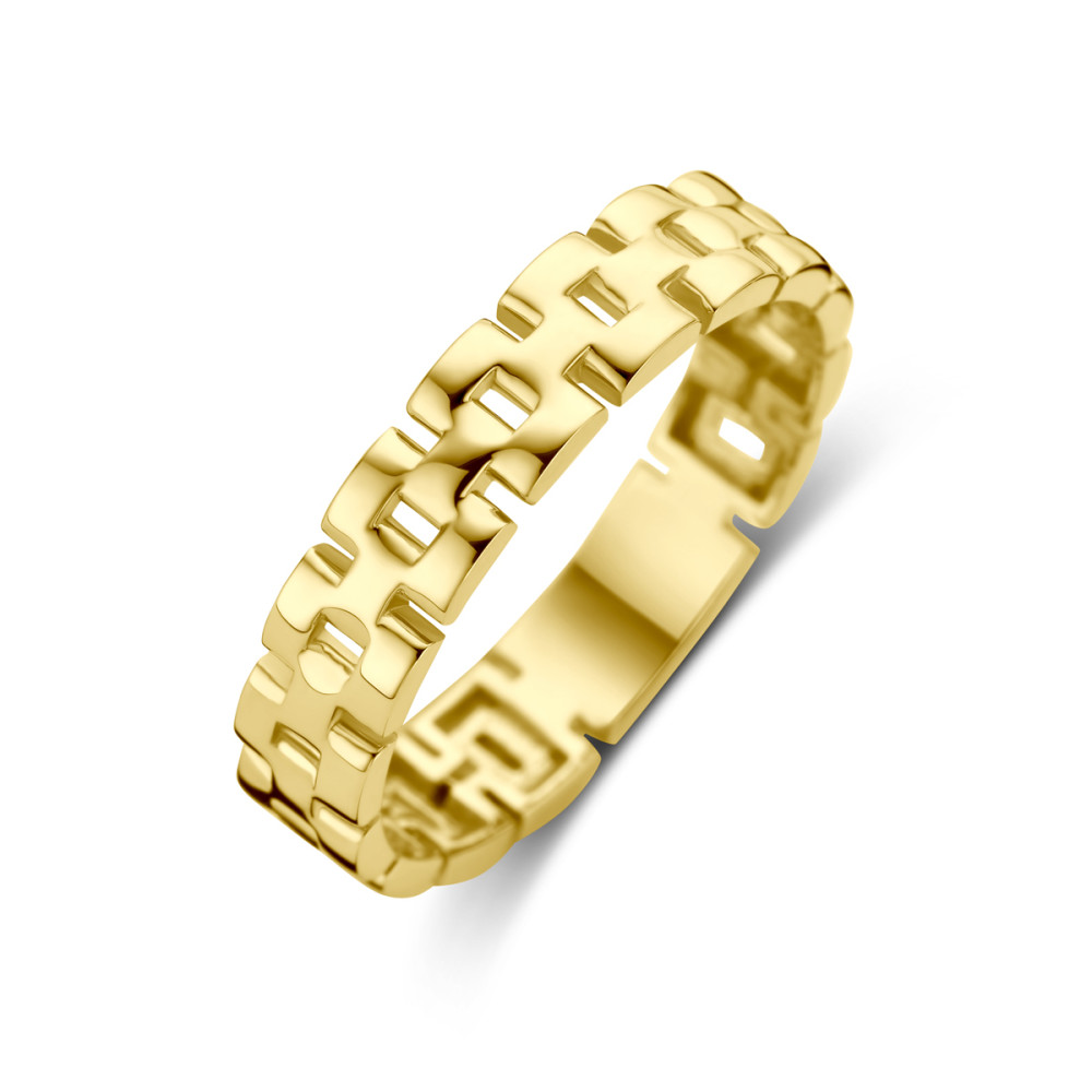 schakelring-14-karaat-goud-glanzend-vierkante-patronen-4-mm-breedte