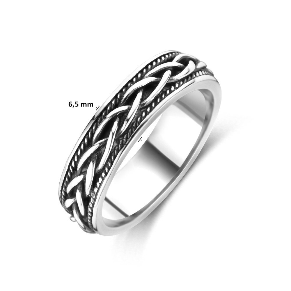 schakelring-heren-glanzend-zilver-gevlochten-patroon-6-5-mm-breedte