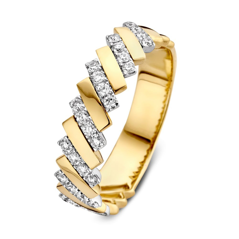 schakelring-met-rechthoekige-gouden-en-witgouden-schakels-met-diamant-0-30-crt
