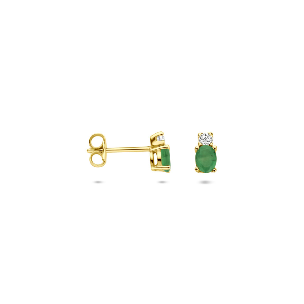 smaragd-oorstekers-14-karaat-goud-ovaal-en-zirkonia-3-mm-breed-x-6-mm-hoog