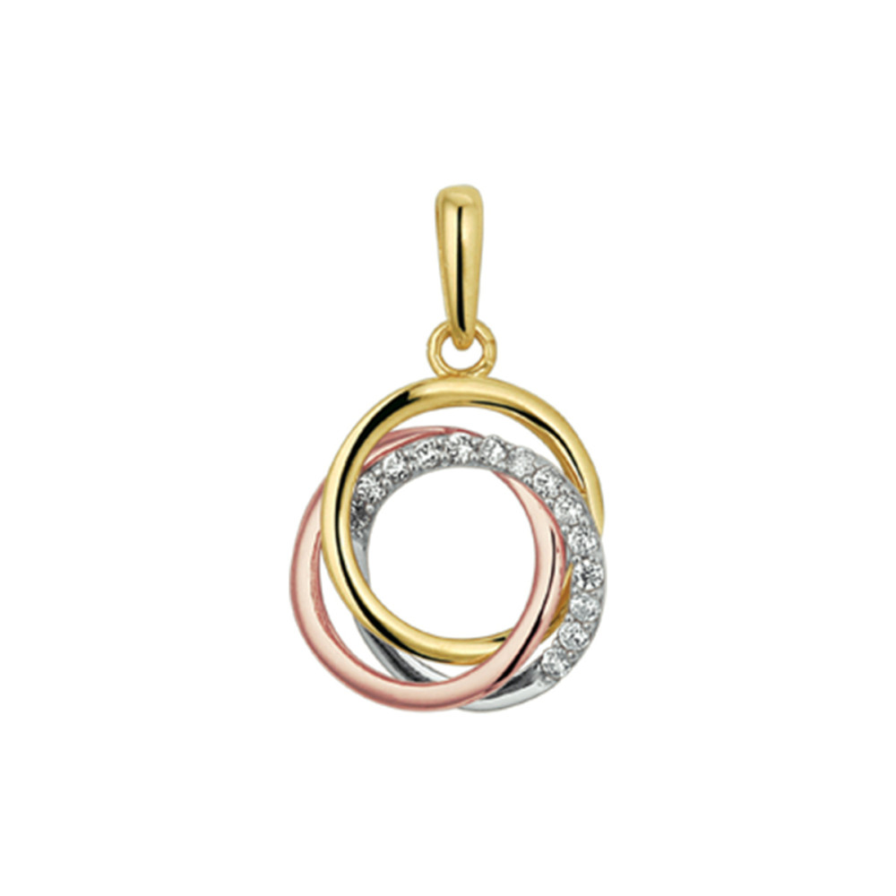 tricolor-gouden-hanger-verweven-ringen-en-zirkonia-s-diameter-10-mm