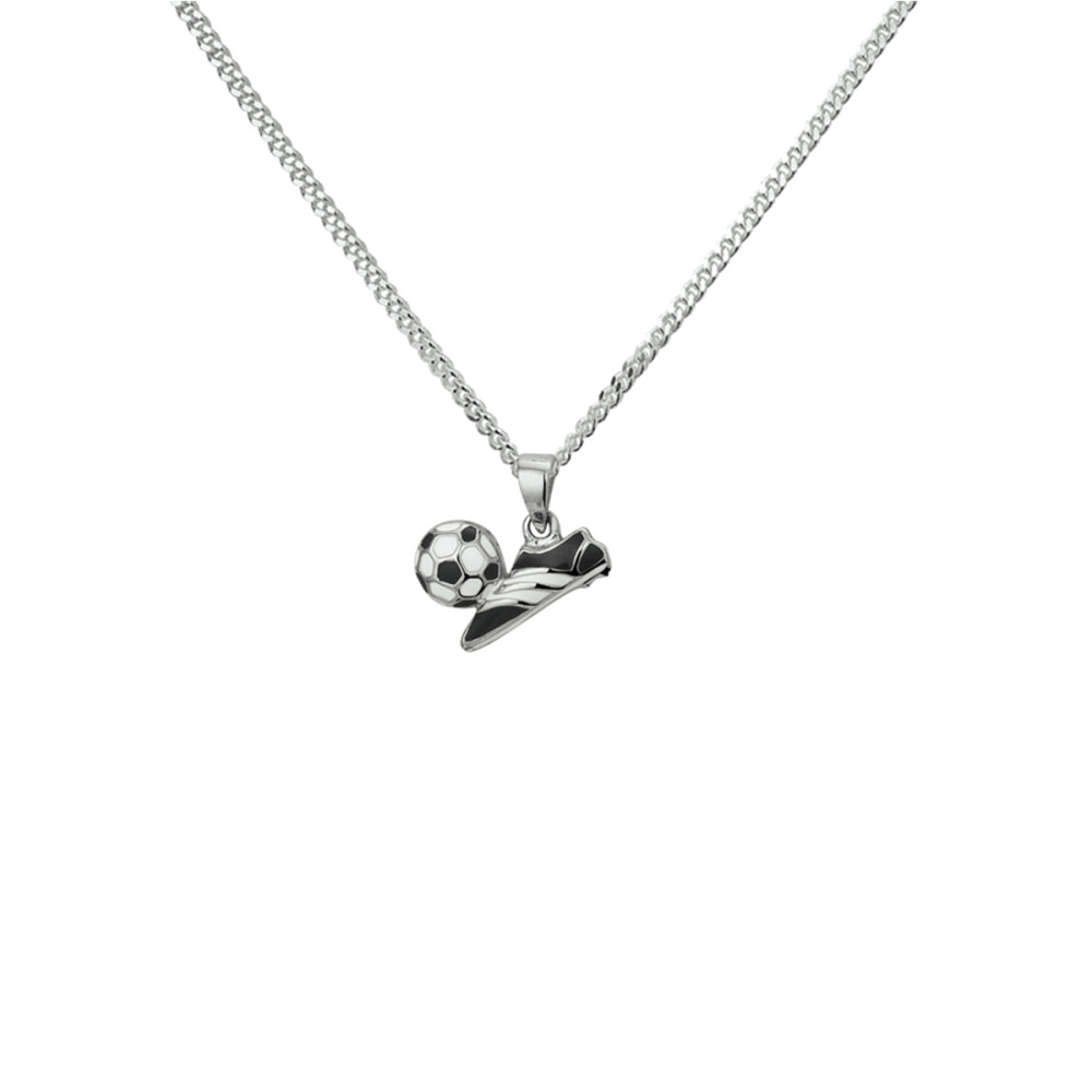voetbal-ketting-1-4-mm-kindersieraden-zilver-emaille-lengte-verstelbaar-36-40-cm