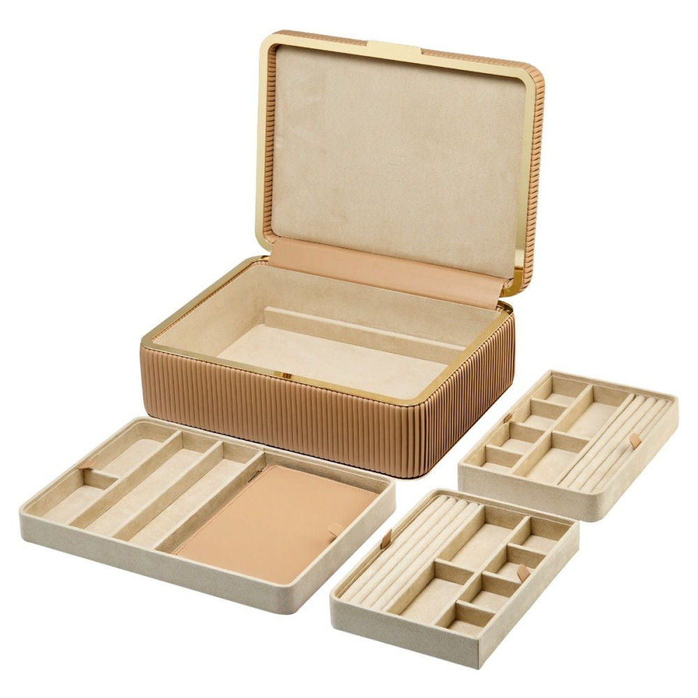 wolf1834-bella-781229-large-sieradendoos-vegan-leer-beige-roze-bruin-goudkleurig-geribbeld-patroon