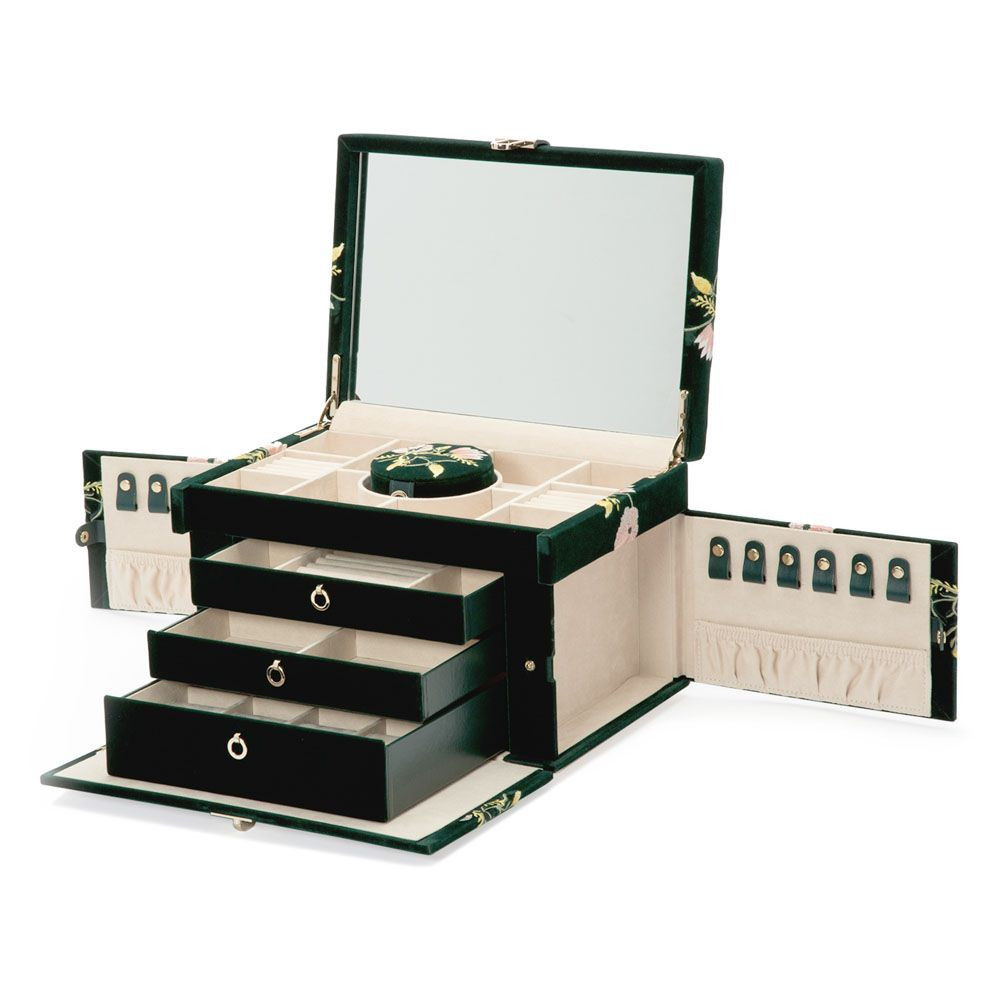 wolf1834-zoe-393012-large-jewelry-box-velvet-groen-kleurrijke-bloemen-en-3-lades
