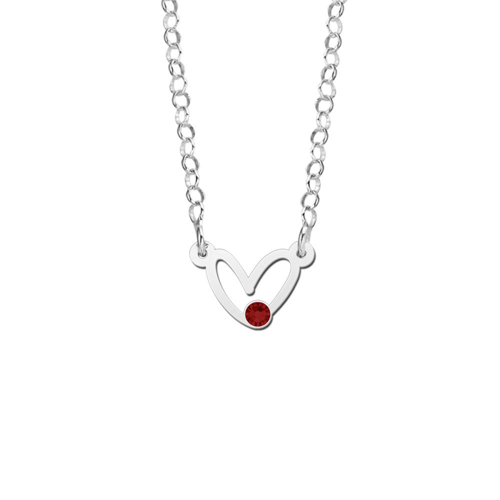 zilveren-jasseron-ketting-met-speelse-hartjes-hanger-en-geboortesteen-naar-keuze-lengte-42-cm