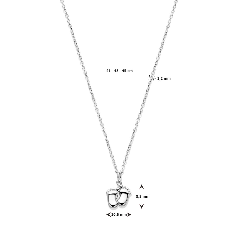 zilveren-ketting-met-twee-glanzend-afgewerkte-babyvoetjes-lengte-41-cm-43-cm-45-cm