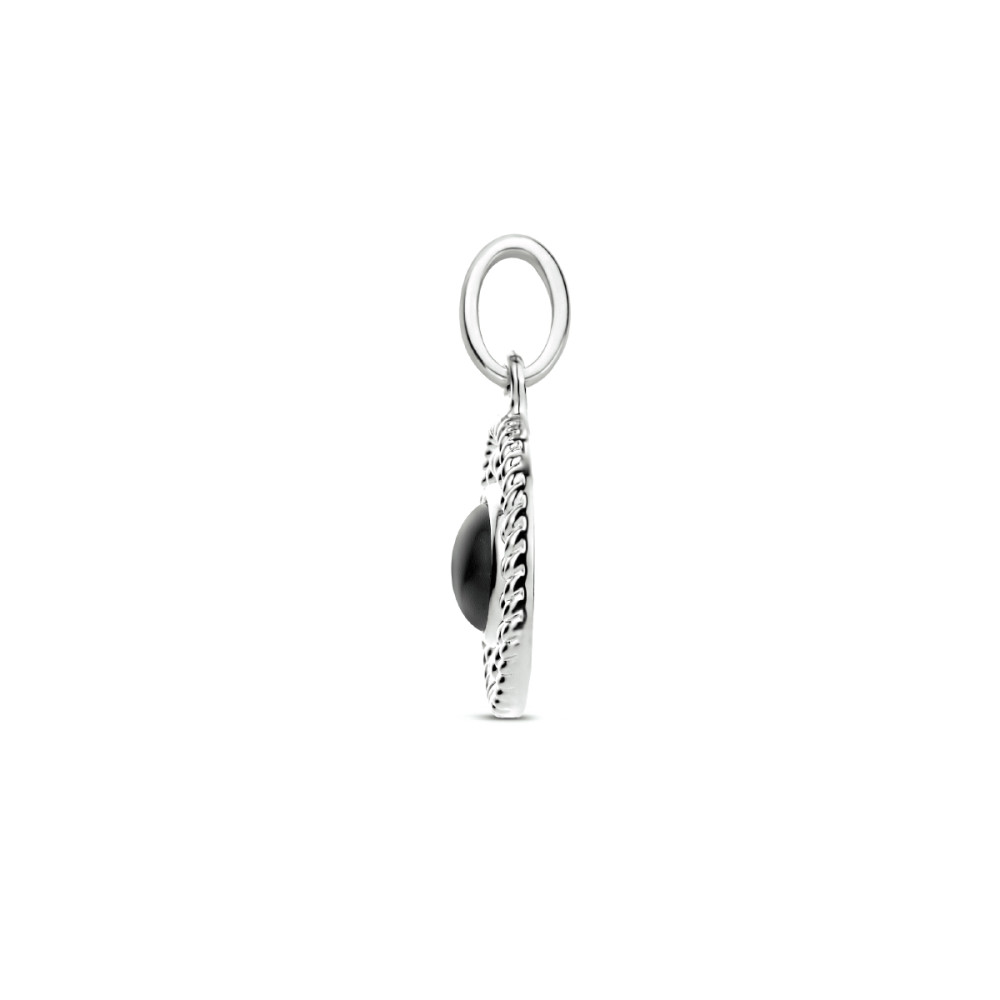 zilveren-ronde-hanger-met-geweven-patroon-en-zwarte-onyx-hoogte-19-mm