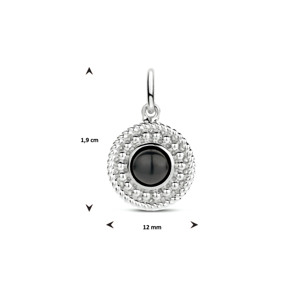 zilveren-ronde-hanger-met-geweven-patroon-en-zwarte-onyx-hoogte-19-mm