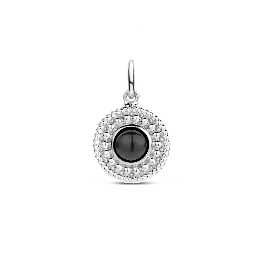 zilveren-ronde-hanger-met-geweven-patroon-en-zwarte-onyx-hoogte-19-mm