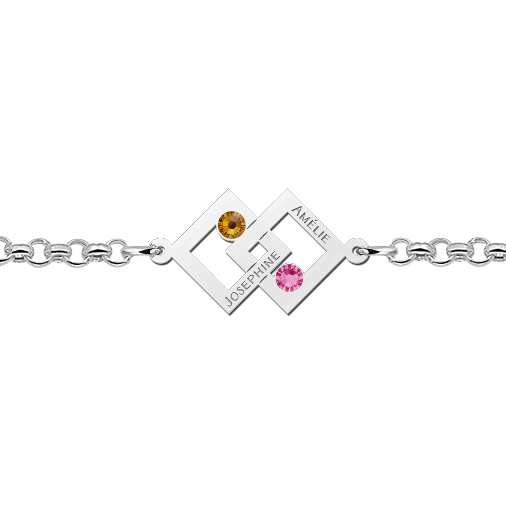 names4ever-mj016398-zilveren-schakelarmband-met-rechthoekige-hangers-en-geboortestenen-graveerbaar