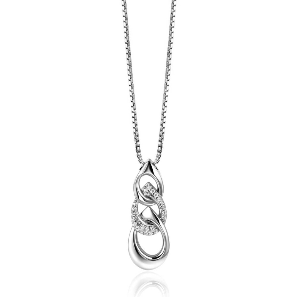 zinzi-x-mart-visser-mvc24-zilveren-ketting-peer-zirkonia-11-mm-breedte-lengte-42-45-cm